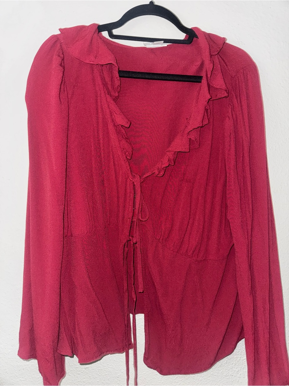 Ava & Viv Ruffled Tie-Front Blouse - Red